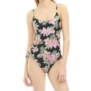 True Craft NWT Rio Floral Lace Up One‎ Piece Swimsuit  Sz XL